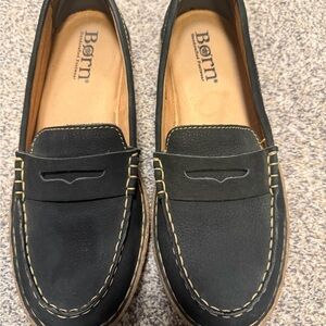 Born Black Leather Slip-Ons